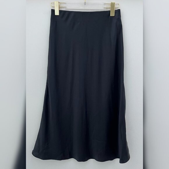 NWT Quince 100% Washable Silk Midi Skirt in Black S - Picture 3 of 8